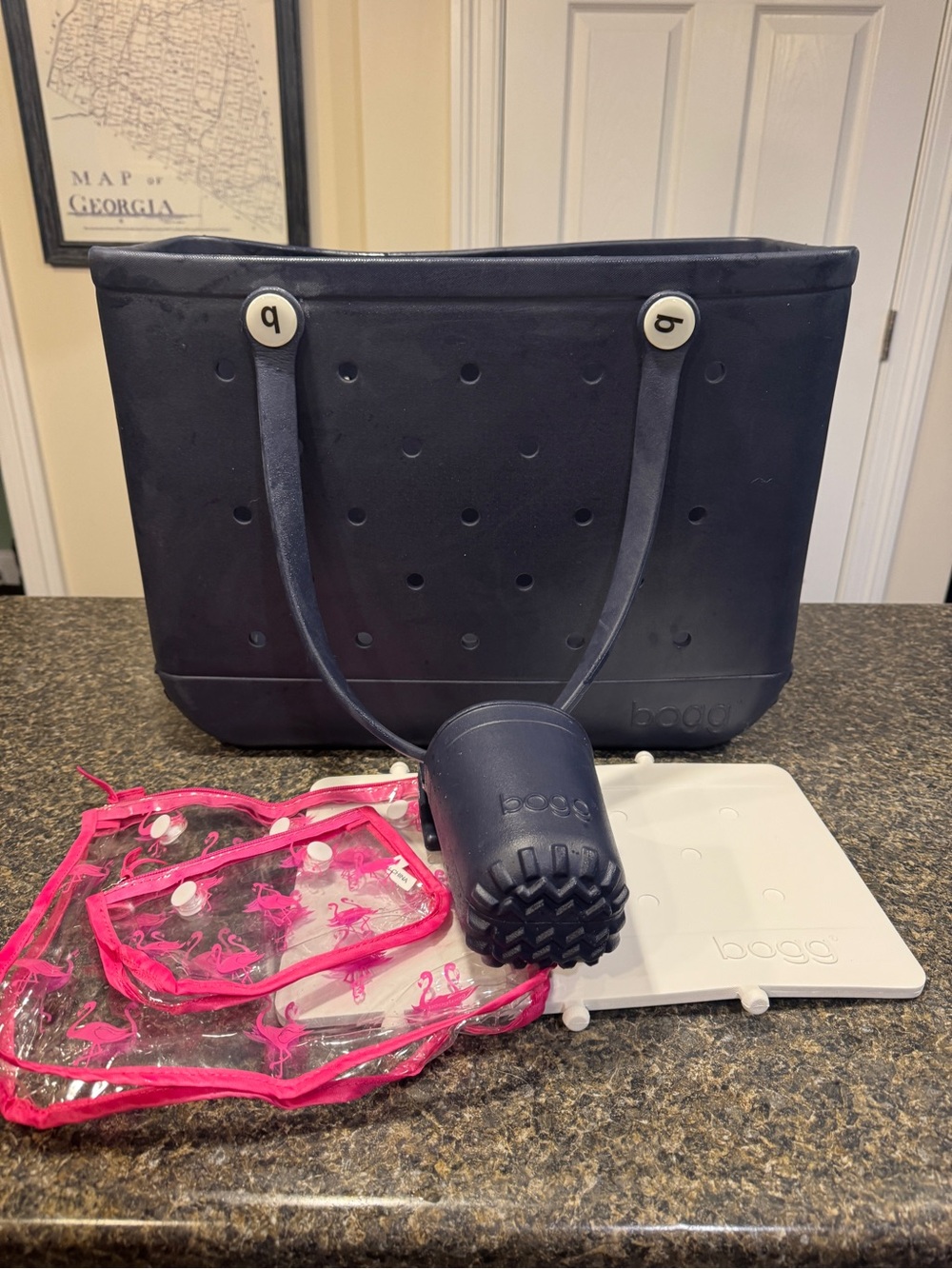 BOGG BAG Navy Tote with Pink Accent Accessories